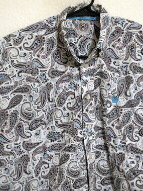 Cinch Shirt Mens Large Long Sleeve Button Western Cowboy White Gray Paisley
